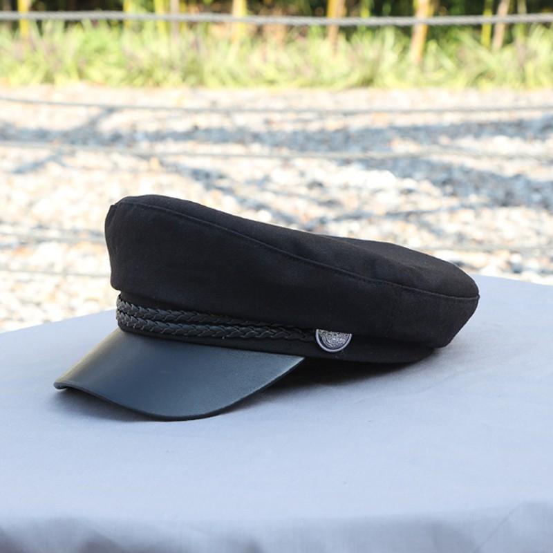 Mộc® Mũ baret Hai màu Mũ nồi đen thời trang Mũ quân đội