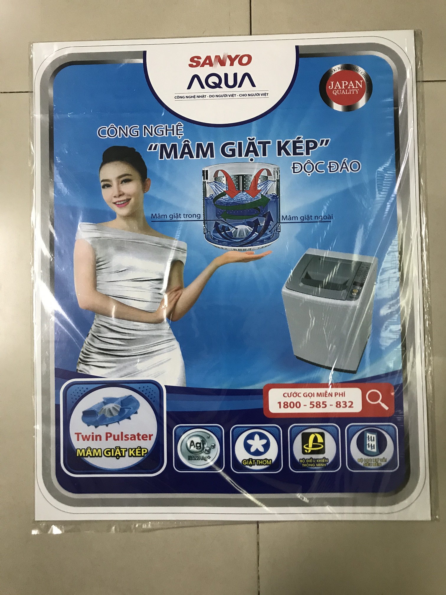 Tem dán máy giặt Sanyo Aqua/ Miếng dán máy giặt Sanyo