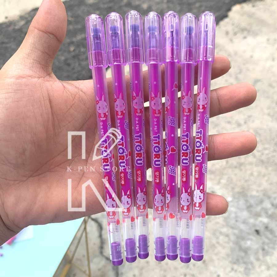 Hộp 12 Cây Bút Gel TTORU Hàn Quốc (Mực Xanh, Tím, Đỏ, Đen) - VPP Happy Kids