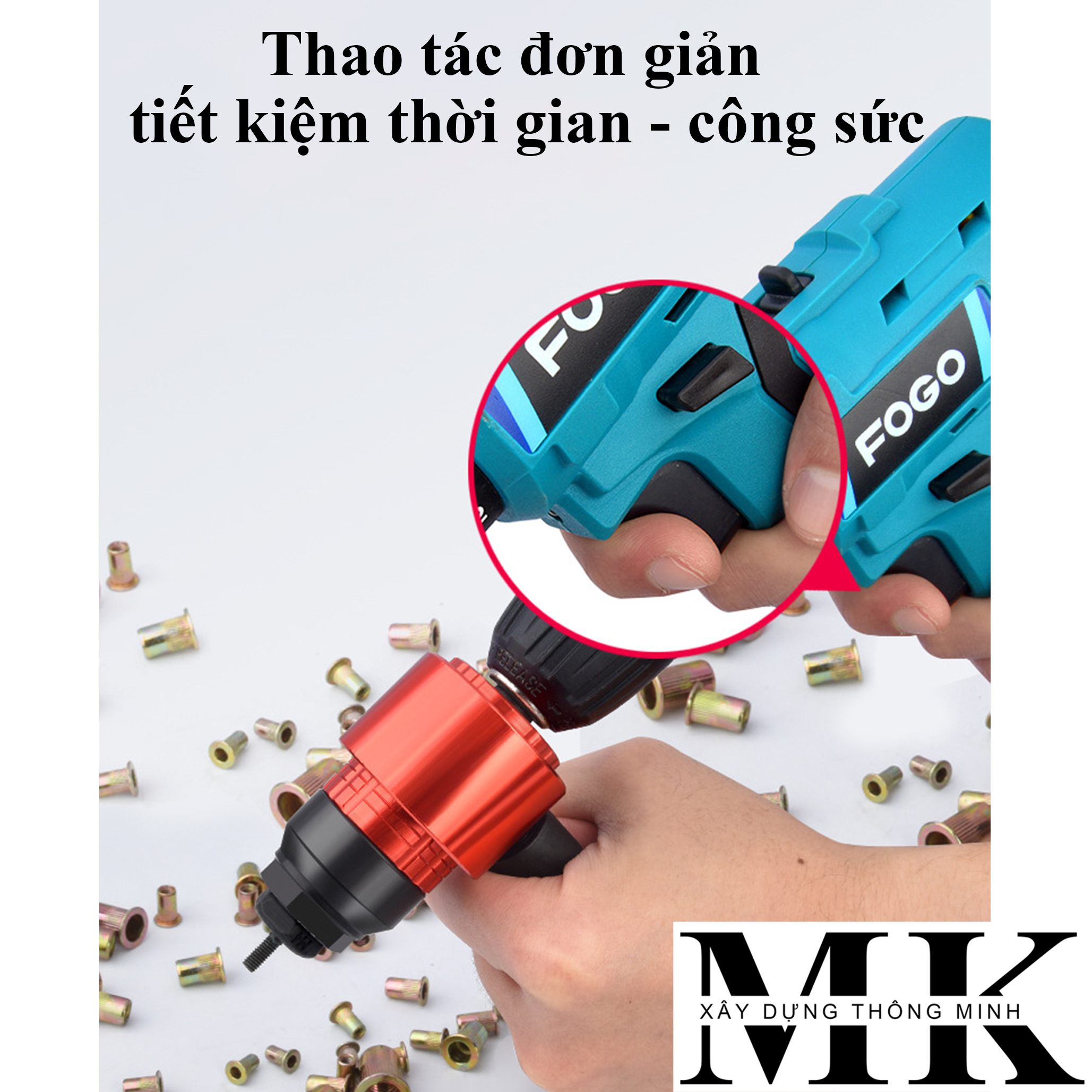 Đầu kít rút ốc tán lắp máy vặn bulong,khoan pin