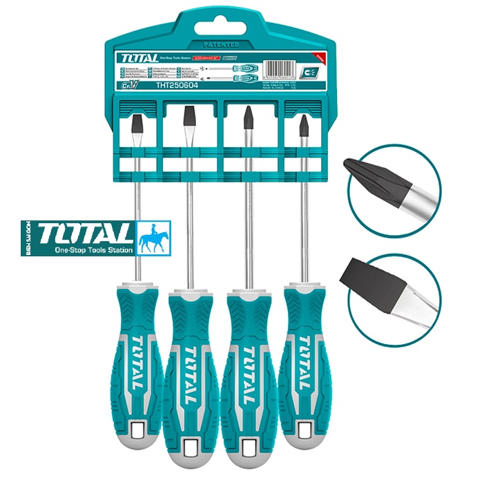 Bộ 4 cây tua vít dẹp và bake Total THT250604