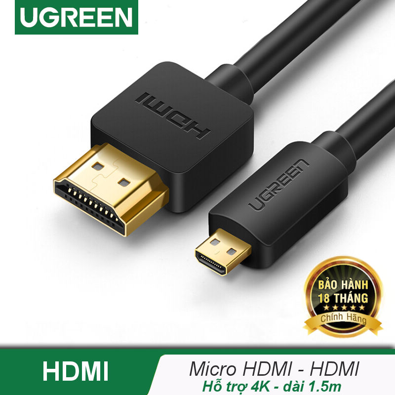 Cáp chuyển Micro HDMI Type D sang HDMI Type A dài từ 1-3m UGREEN HD127