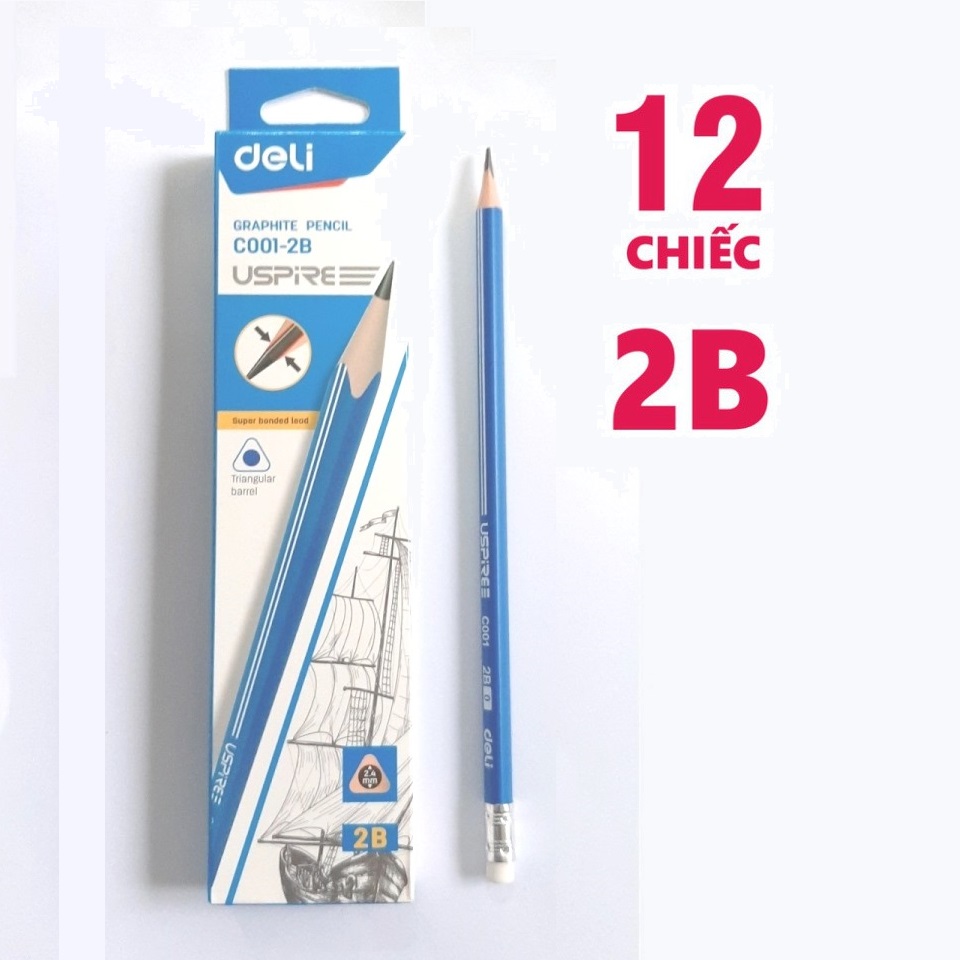 Hộp Bút Chì 2B Deli - Scribe / Uspire (12 cây)