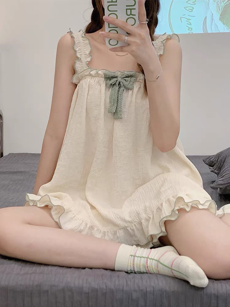 Bộ Ngủ Đũi 2 Dây Bèo Nơ