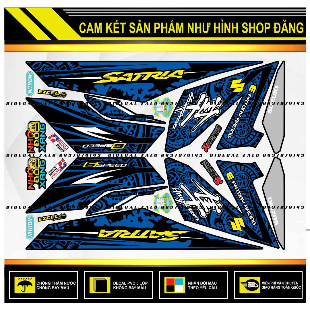 TEM RỜI SATRIA FI MẪU HAYABUSA DÁN XE ĐEN