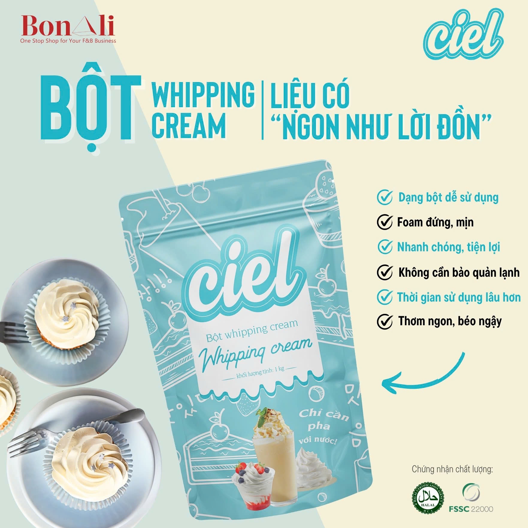Bột Whipping cream Ciel gói  500g