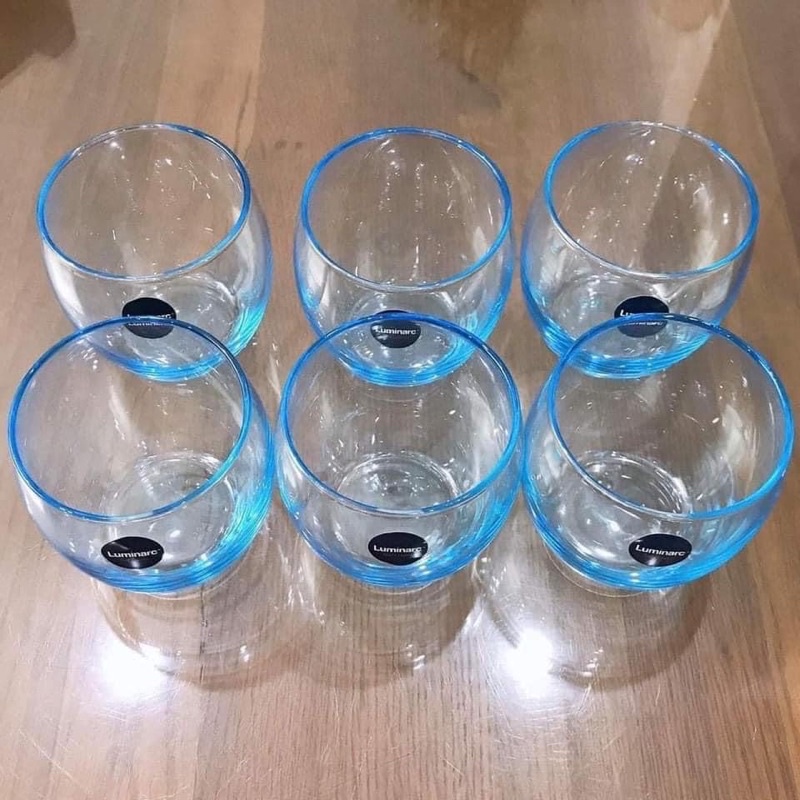 Bộ 6 cốc thuỷ tinh Luminarc xanh cốc ngắn
