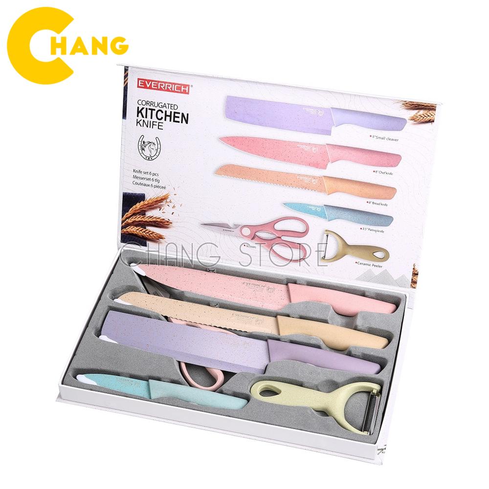 Bộ Dao Kéo Everrichh Lúa Mạch Xịn Sò  6 Chi Tiết. Bộ Dao Lúa Mạch 6 Món Tiện Dụng Siêu Sắc Bén Nhiều Màu