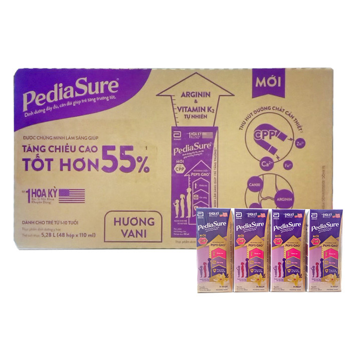 Thùng 48 Hộp sữa bột pha sẵn Abbott PediaSure Vani 110ml