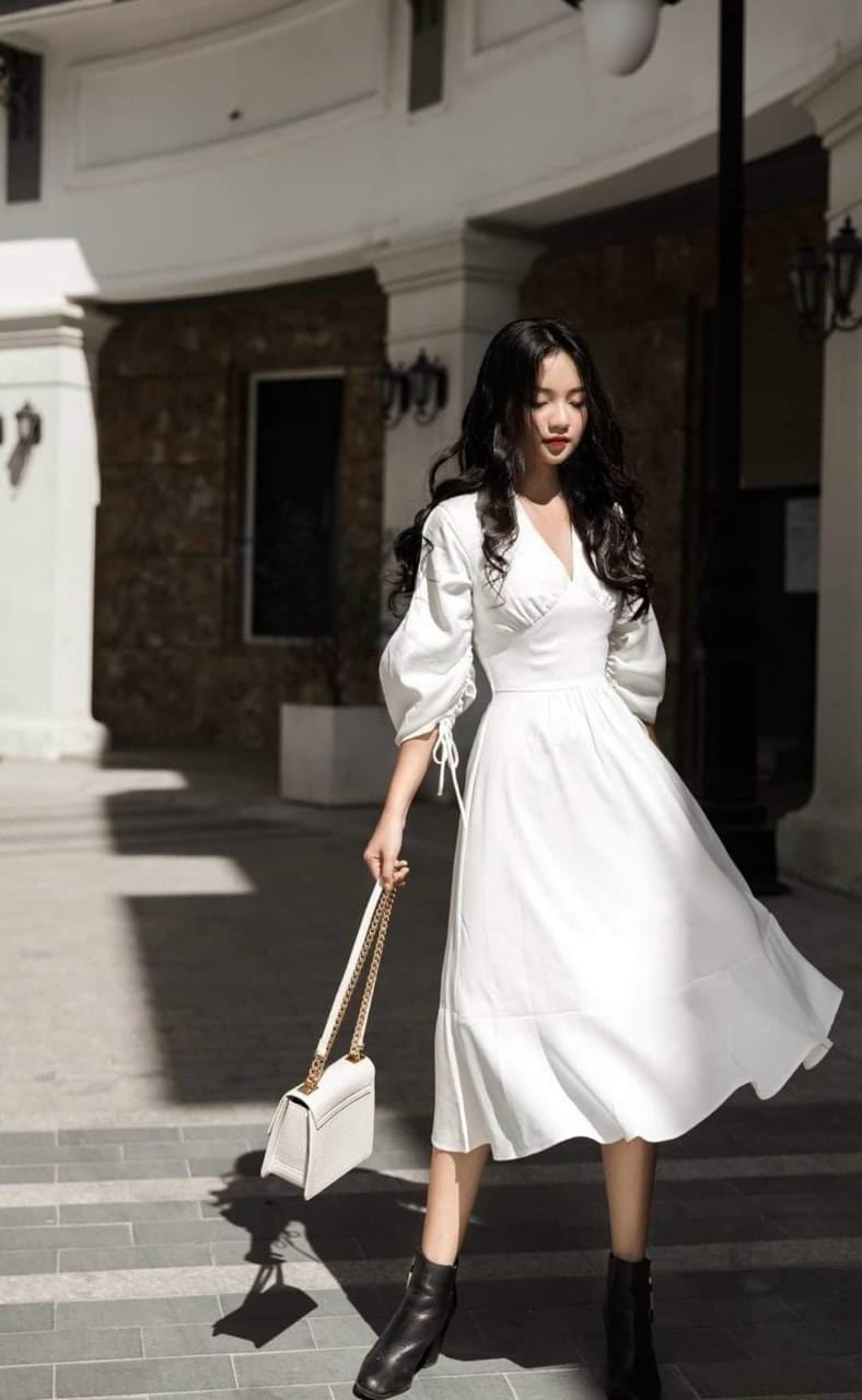 Đầm đuôi cá tay lỡ rút 2 màu