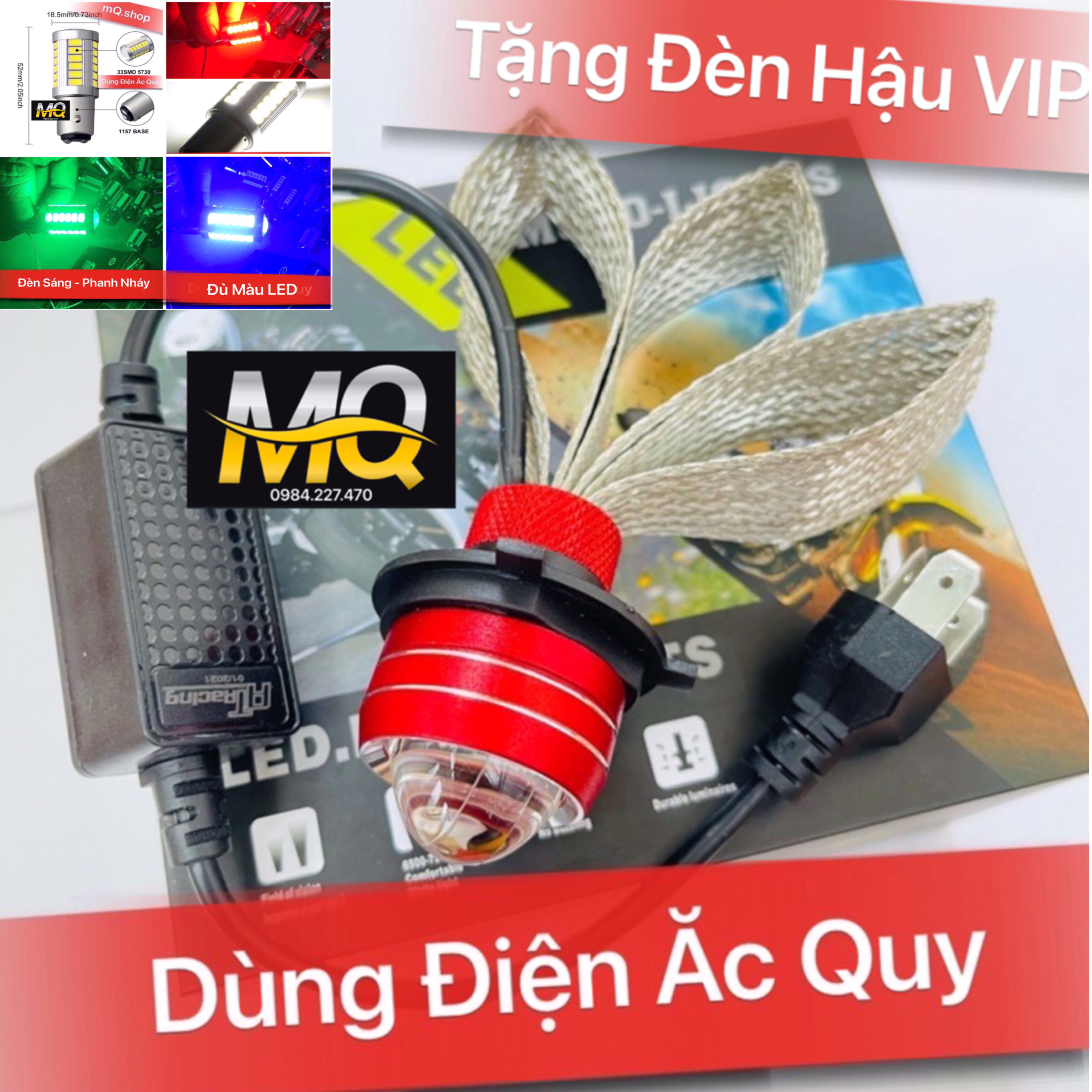 ĐÈN PHA LED BI CẦU MINI RUBY HOT COST VÀNG PHA TRẮNG TẶNG  ĐÈN HẬU LED NHÁY