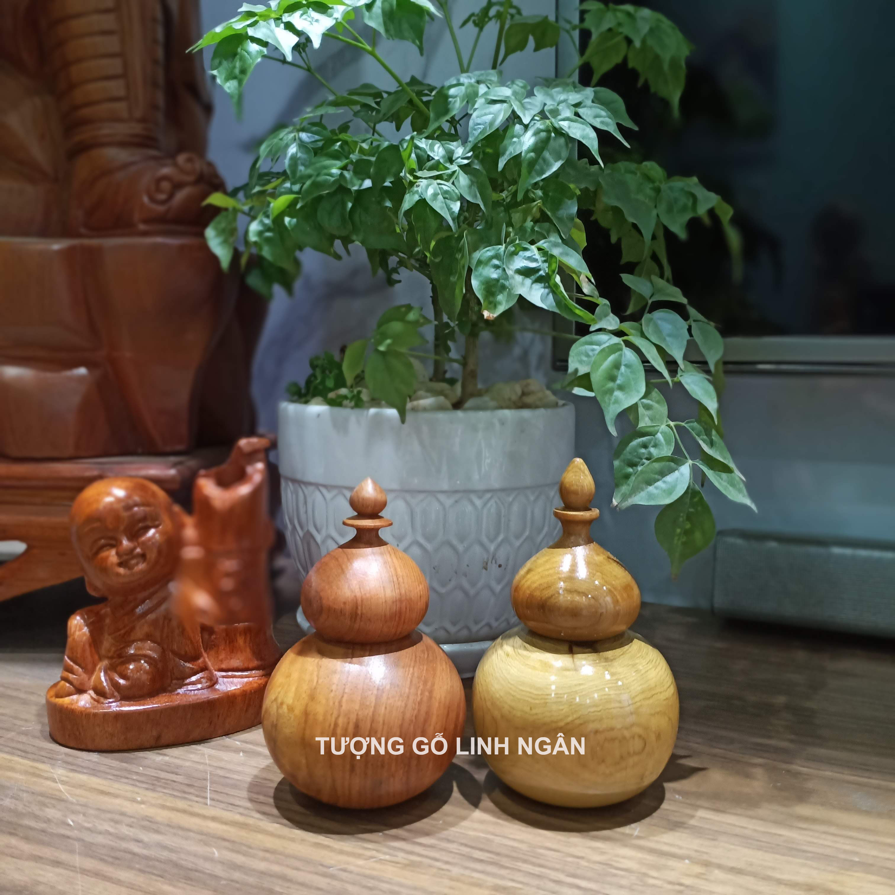 Lọ đựng tăm hồ lô gỗ hương