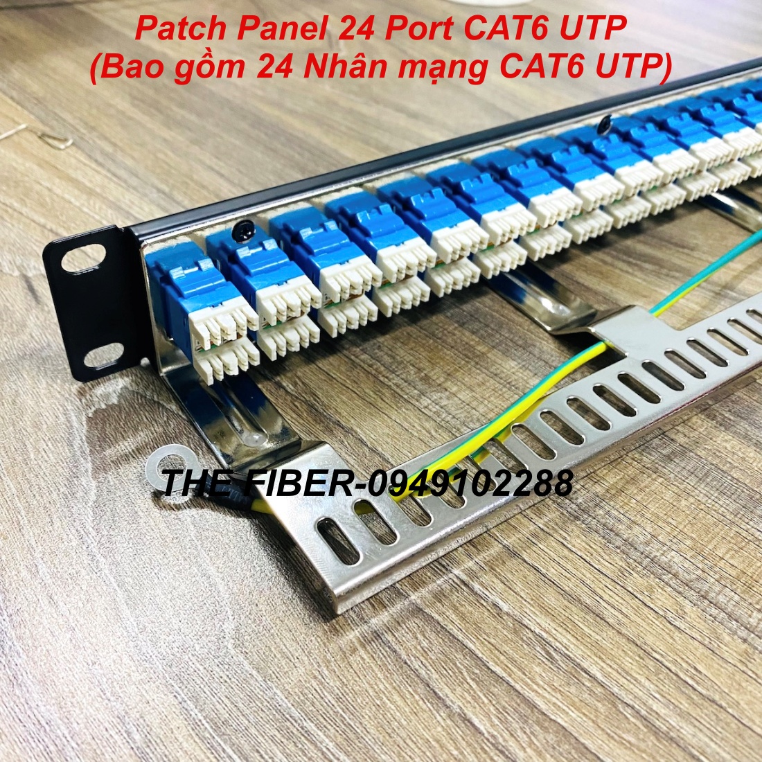 Patch Panel CAT6 24Port (Bao gồm 24 Nhân mạng CAT6 màu xanh)