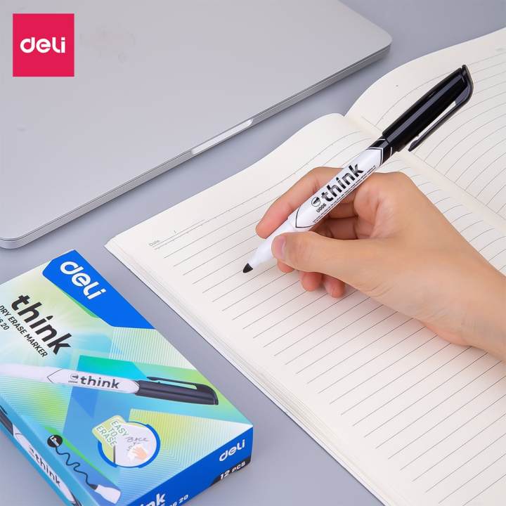 Bút dạ bảng DELI - Mực Đen/Xanh ngòi 1.2mm - 12 chiếc/hộp - EU00620/EU00630 - Hình ảnh 4