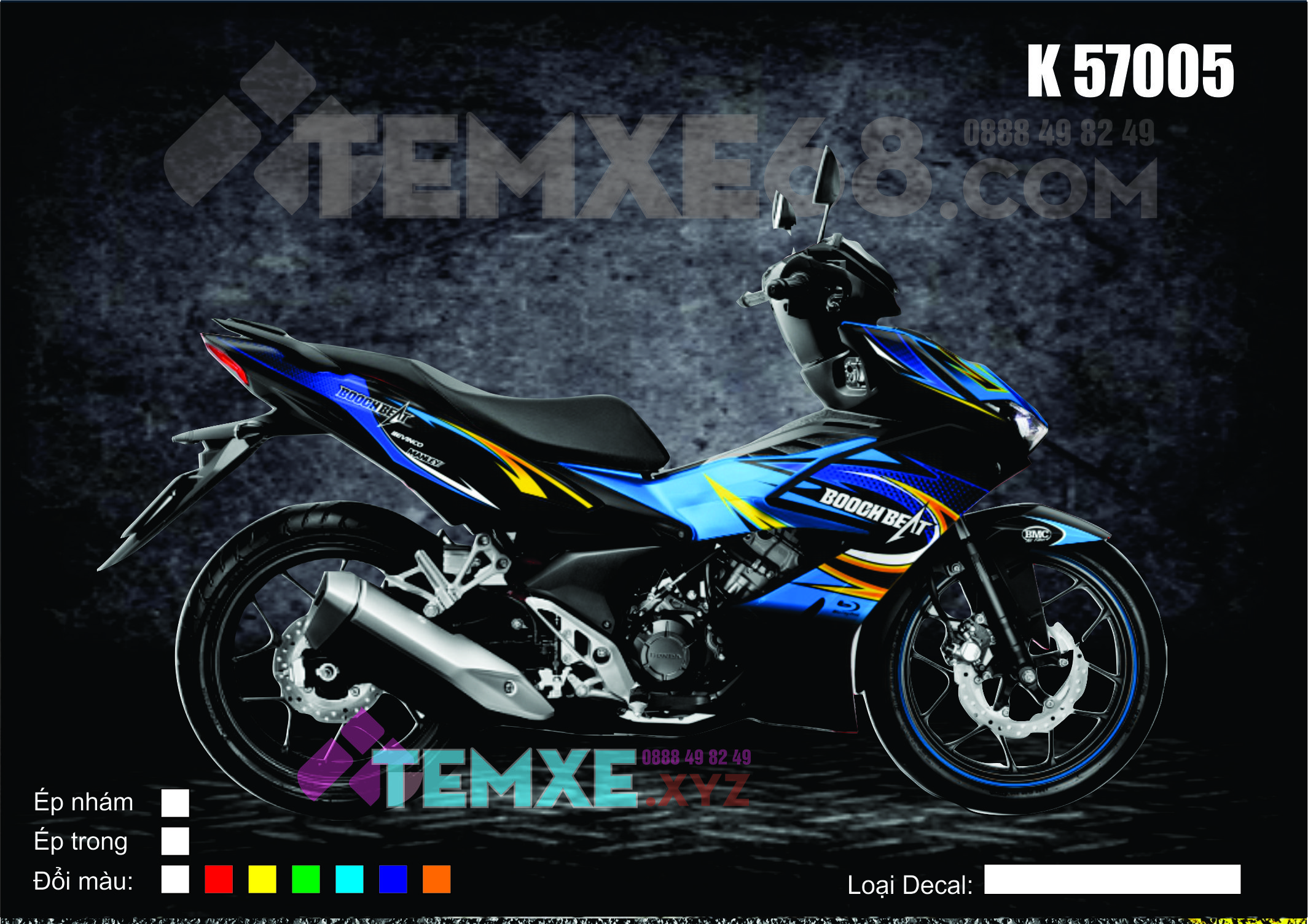 Tem trùm Winner X màu xanh đen mẫu  Booch Beat