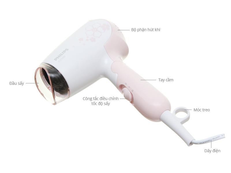 Máy sấy tóc mini cao cấp Philips HP8108 (Hồng) - Hàng nhập khẩu