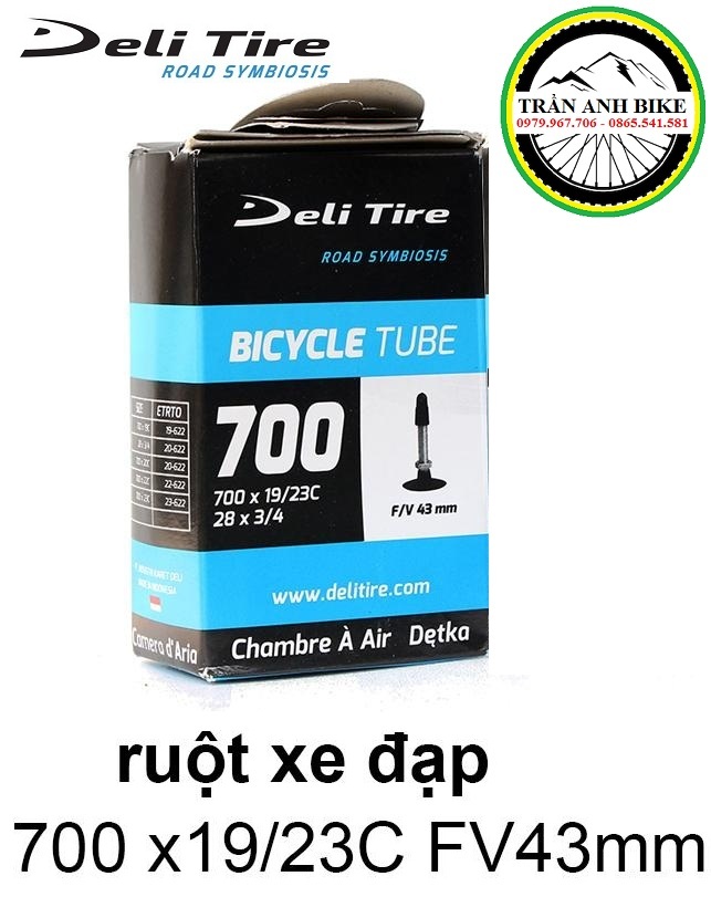 Săm ruột xe đạp deli tire 700x19-23c 43mm van pháp - van xe đạp