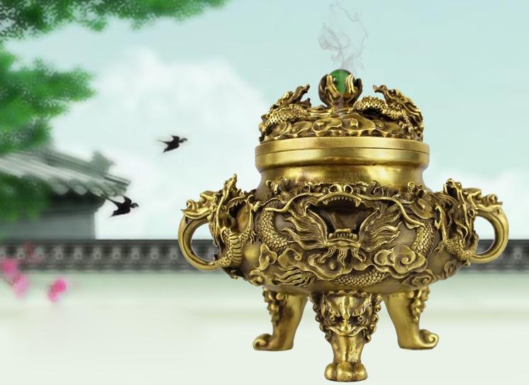 Đỉnh trầm rồng trầu ngọc(lư hương, trầm hương, đồ thờ, đồ đồng)