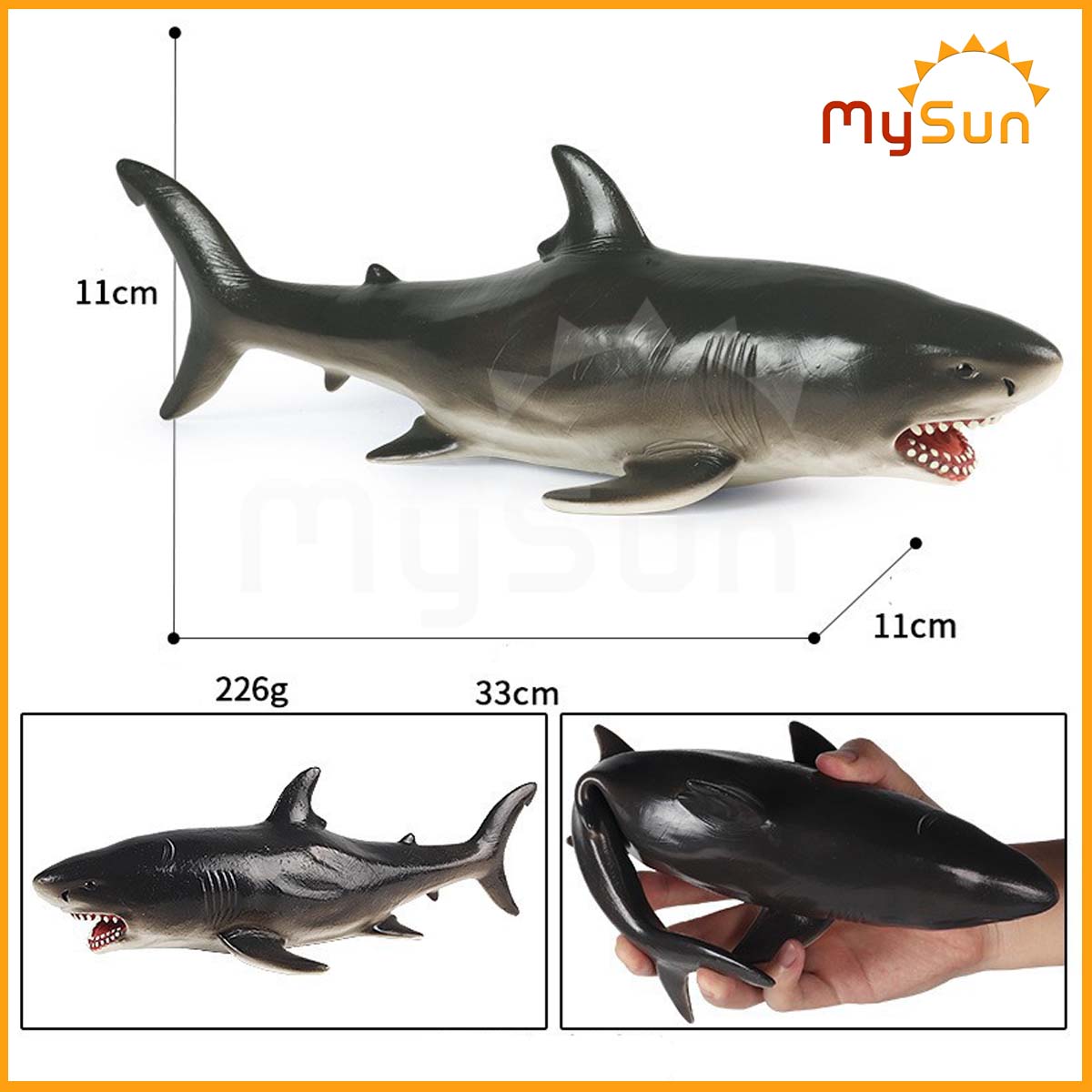 Bộ đồ chơi dạy học mô hình cá sinh vật cua biển, cá mập megalodon, cá voi xanh sát thủ cho bé MySun