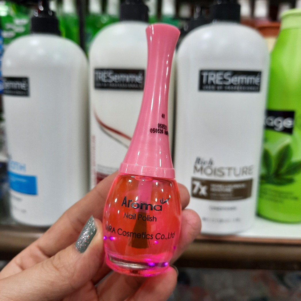 Nước sơn bóng Aroma loại tốt bóng hồng Aroma Nail Polish nhanh khô 12ml