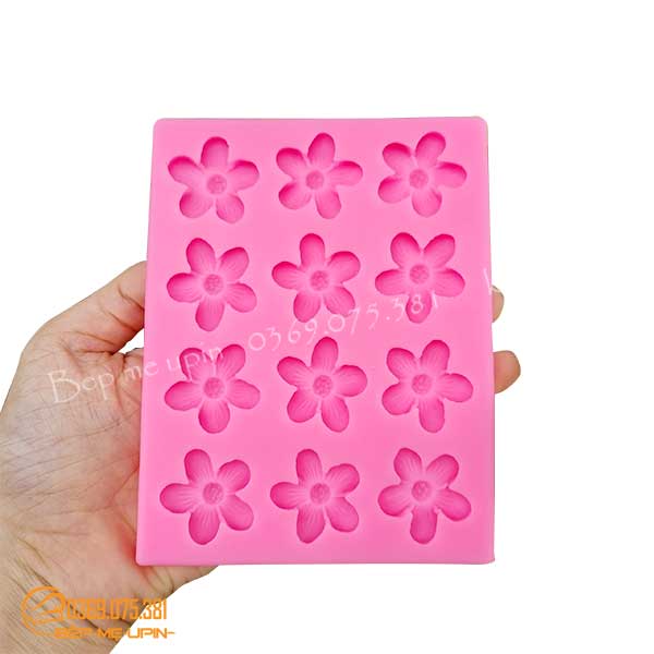 Khuôn silicon vỉ 12 hoa anh đào