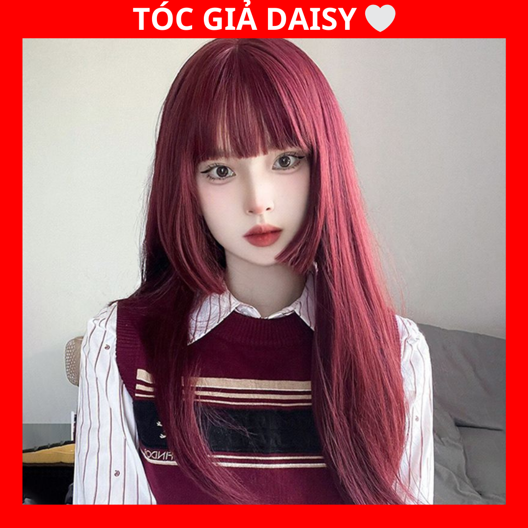[TẶNG LƯỚI] Tóc giả nữ cả đầu thẳng dài mái hime - TG001