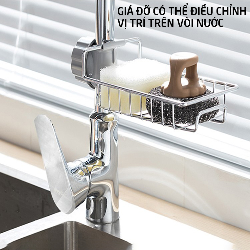[HCM]Khay rổ gắn vòi nước bồn rửa chén giá inox thép không rỉ treo vòi lavabo nhà tắm chậu rửa bát toilet