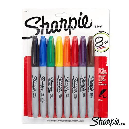 Vỉ bút lông dầu vẽ trên nhiều chất liệu Sharpie Fine Point 5/8/12/24 Màu