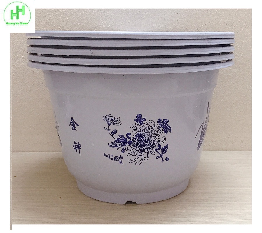 5 Chậu Nhựa Trồng Cây Hoa, Cây Cảnh A320x200 - Chậu nhựa giả Sứ hoa Xanh A330x200