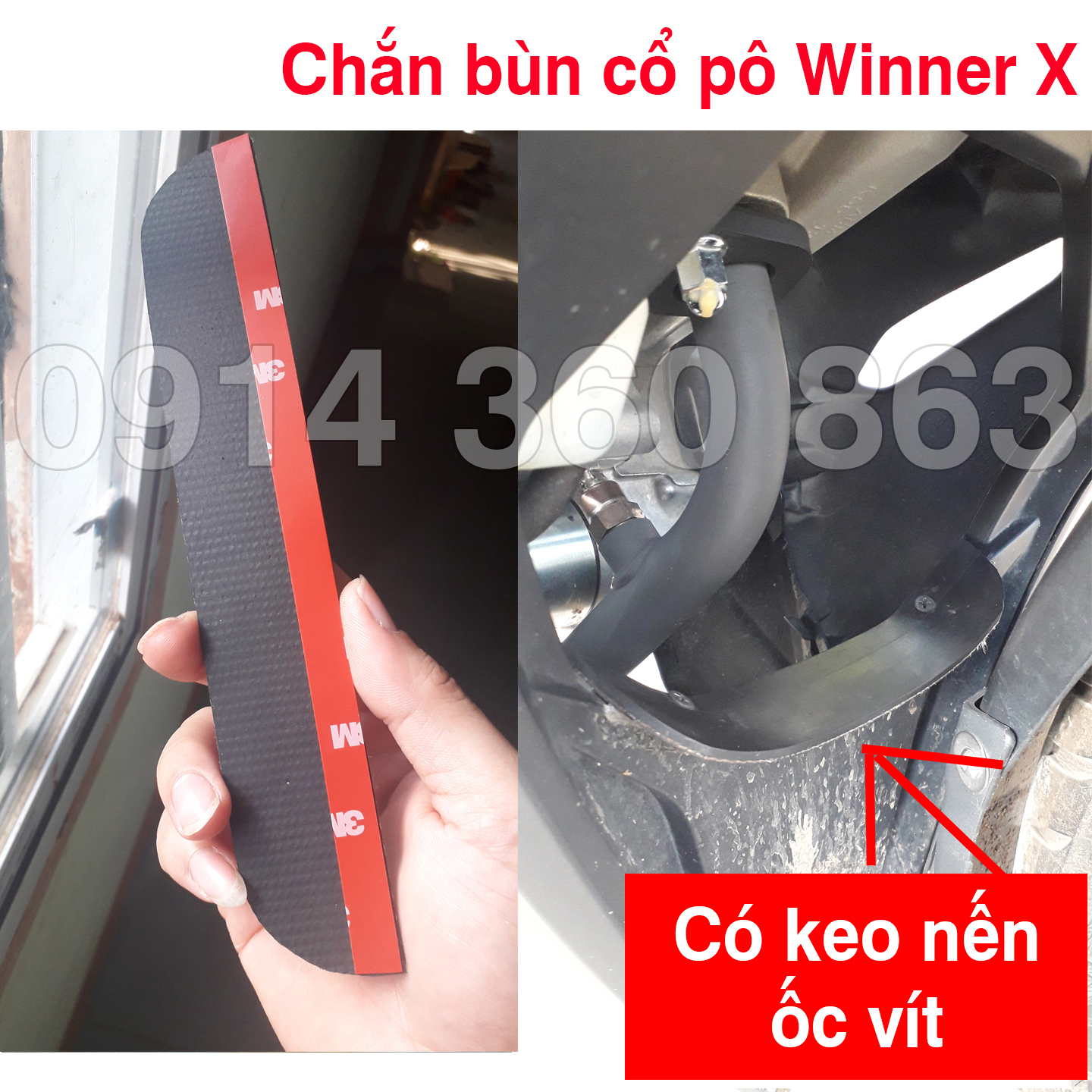 Miếng dán Chắn bùn cổ bô Winner X bằng cao su