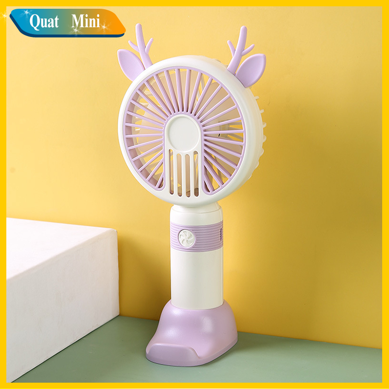 Quạt cầm tay tích điện mini 2 tốc độ mạnh,có đèn led