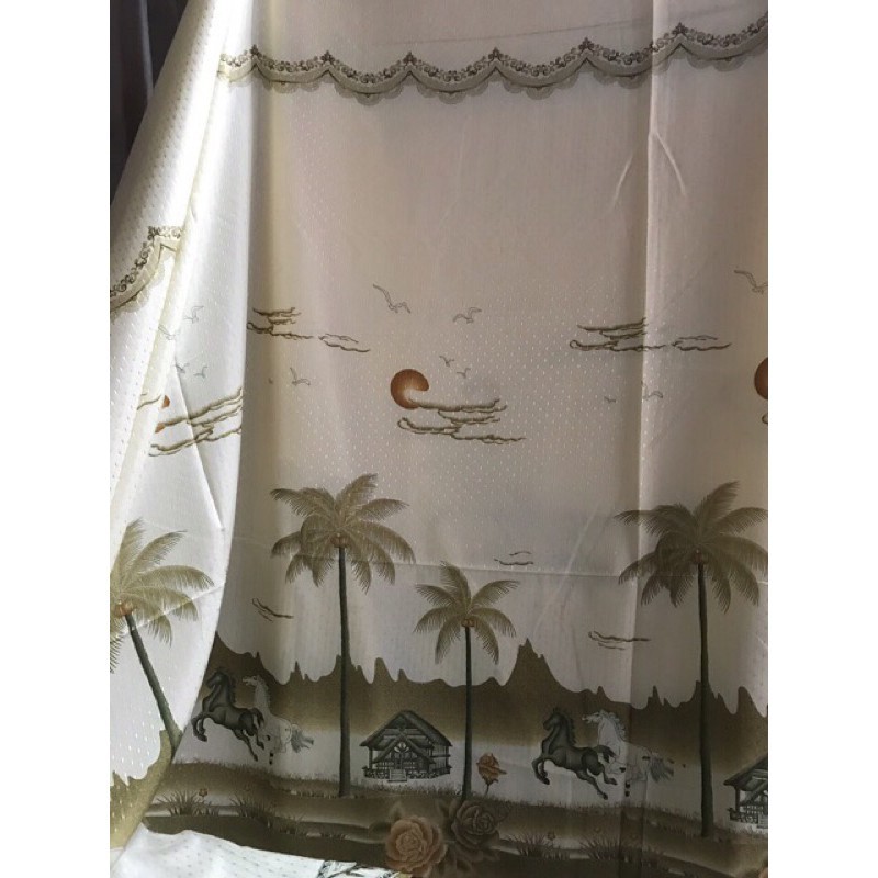 Rido Cửa 3M5 X2M1 Rido Gấm Sao Ngăn Cách Che Nắng Có Khuy Cài Móc Sẵn( Chat Để Đặt Thêm Kích Thước) Xanh Biển