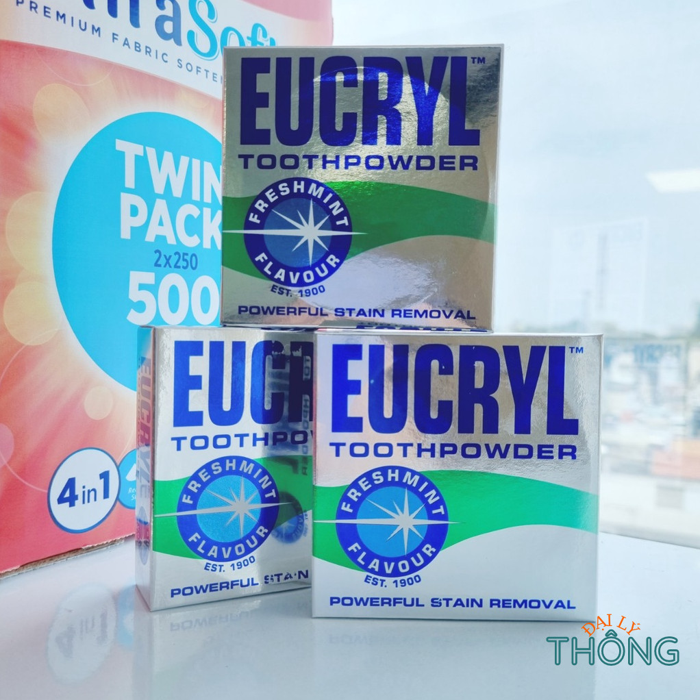 Kem đánh răng Eucryl bột đánh trắng răng bạc hà thơm mát Eucryl Toothpaste Freshmint 62g