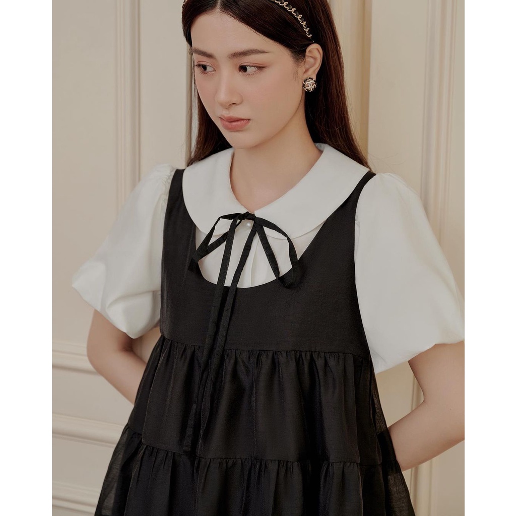 Set váy áo sơ mi nữ tay bồng Linly Store