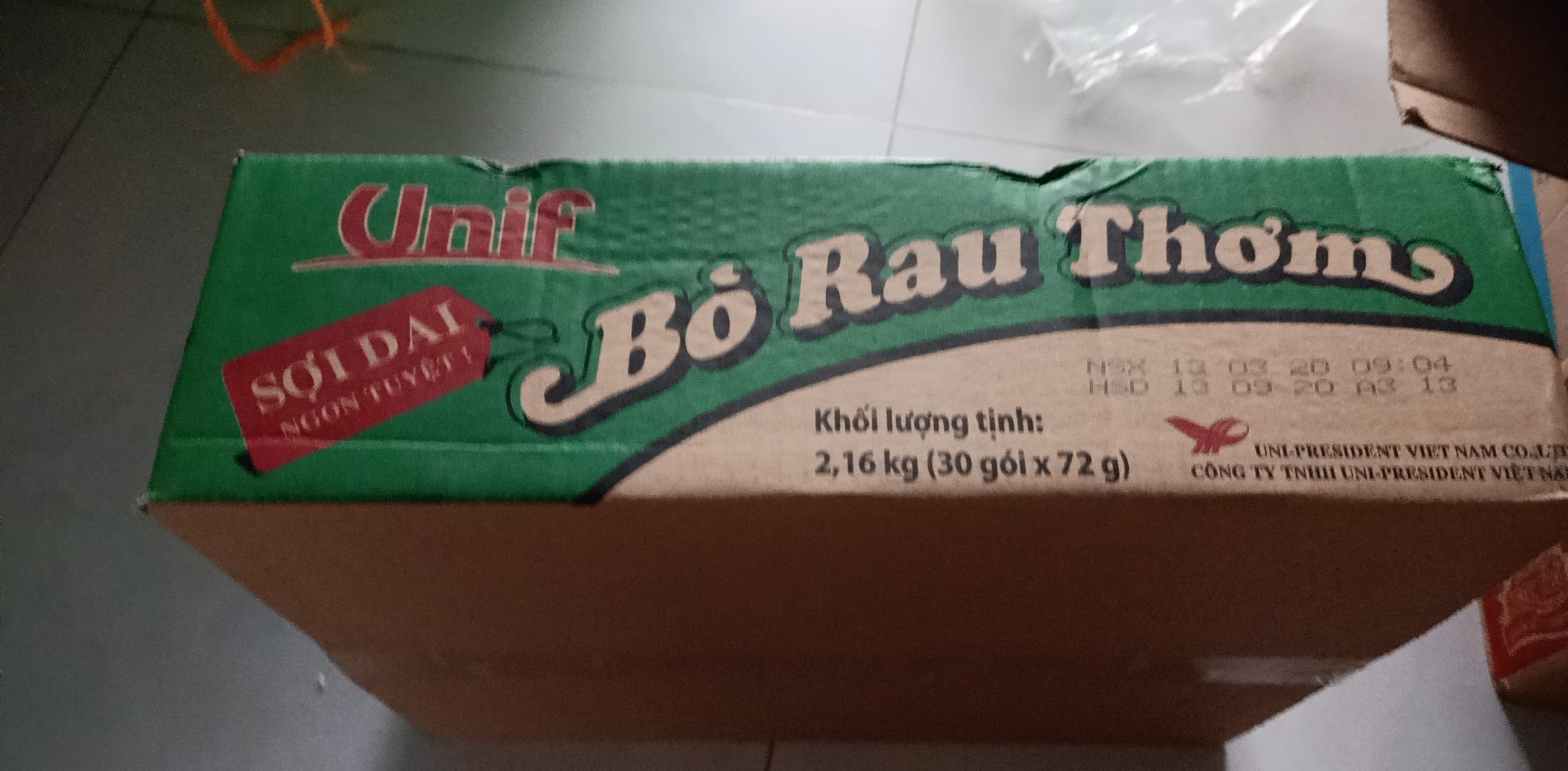 thùng mì bò rau thơm 30 gói