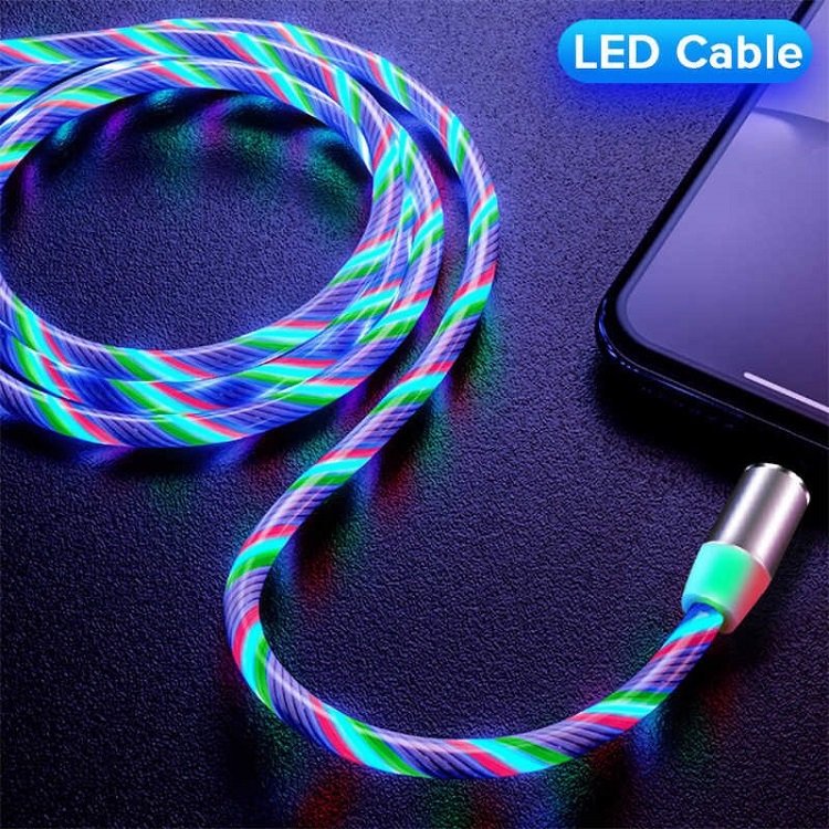Dây Sạc Cực Nhanh Iphone TypeC Phát Sáng - Cáp Sạc Lightning, Micro USB Có Đèn Led