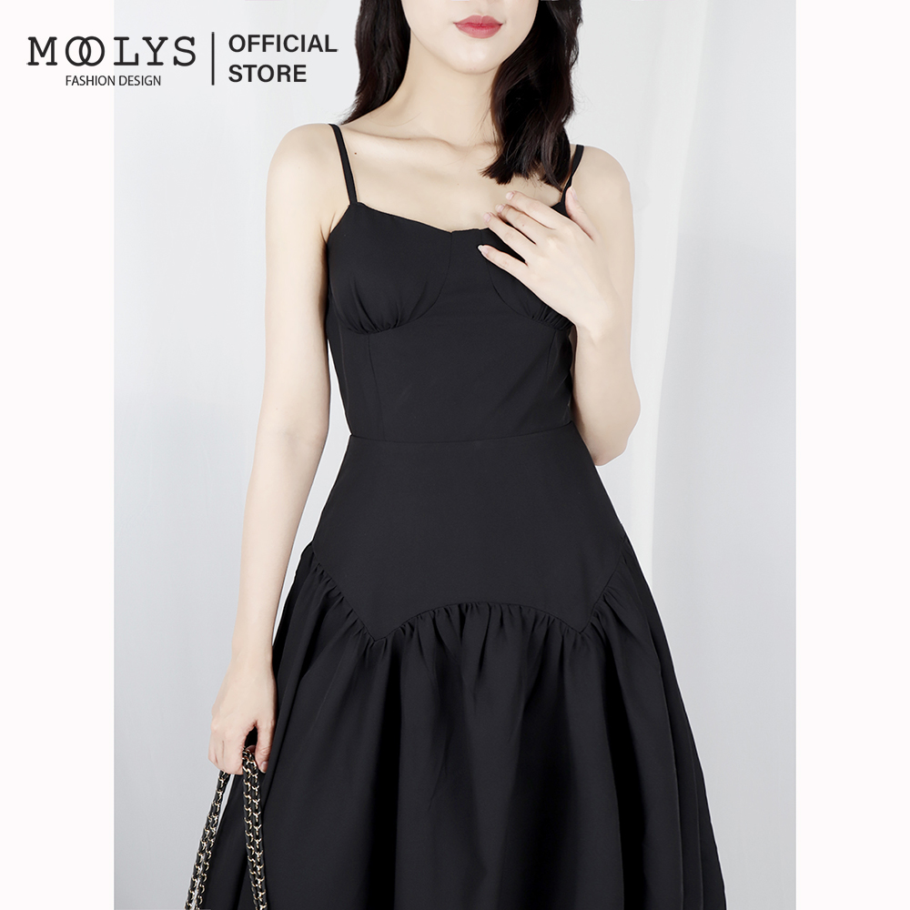 Đầm dự tiệc hai dây midi sang chảnh Moolys MD016