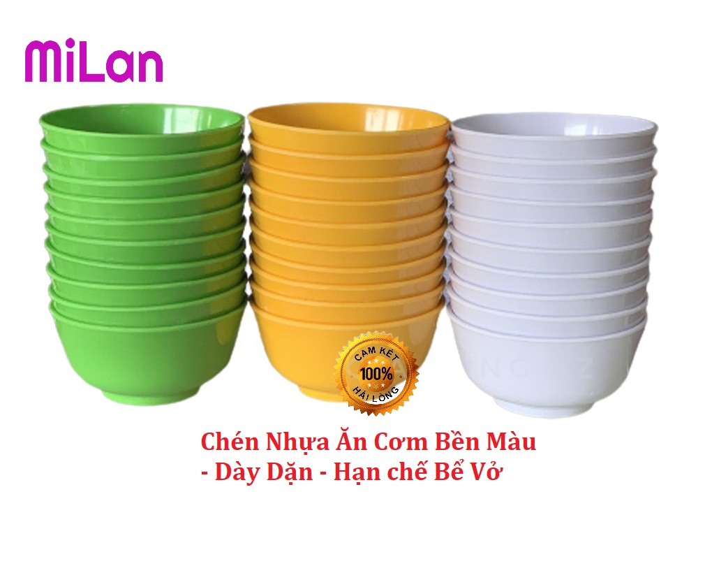 Chén ăn cơm nhựa dày bền màu, chén ăn cơm không bể