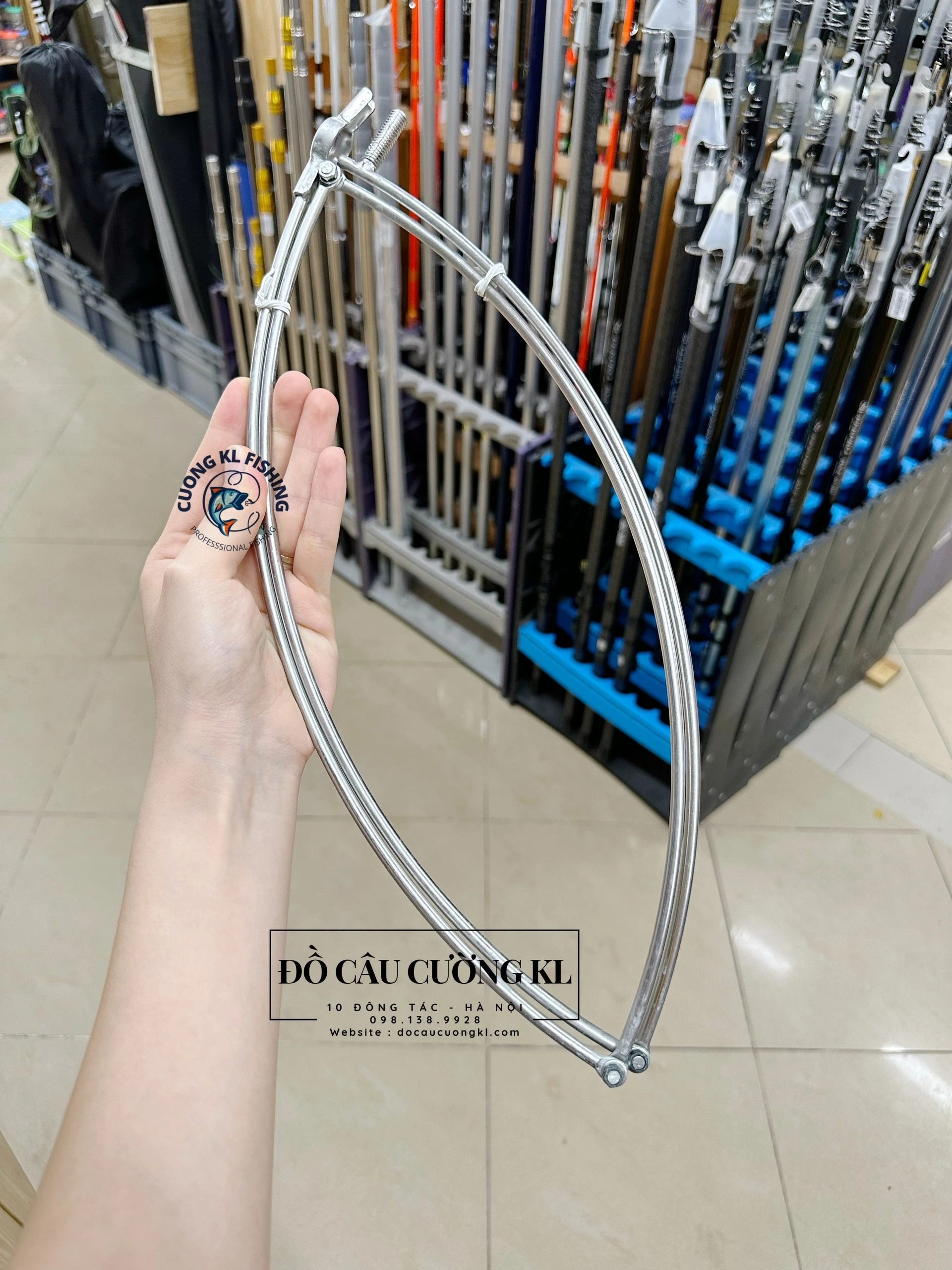 Vành vợt câu cá Inox tròn gấp 4