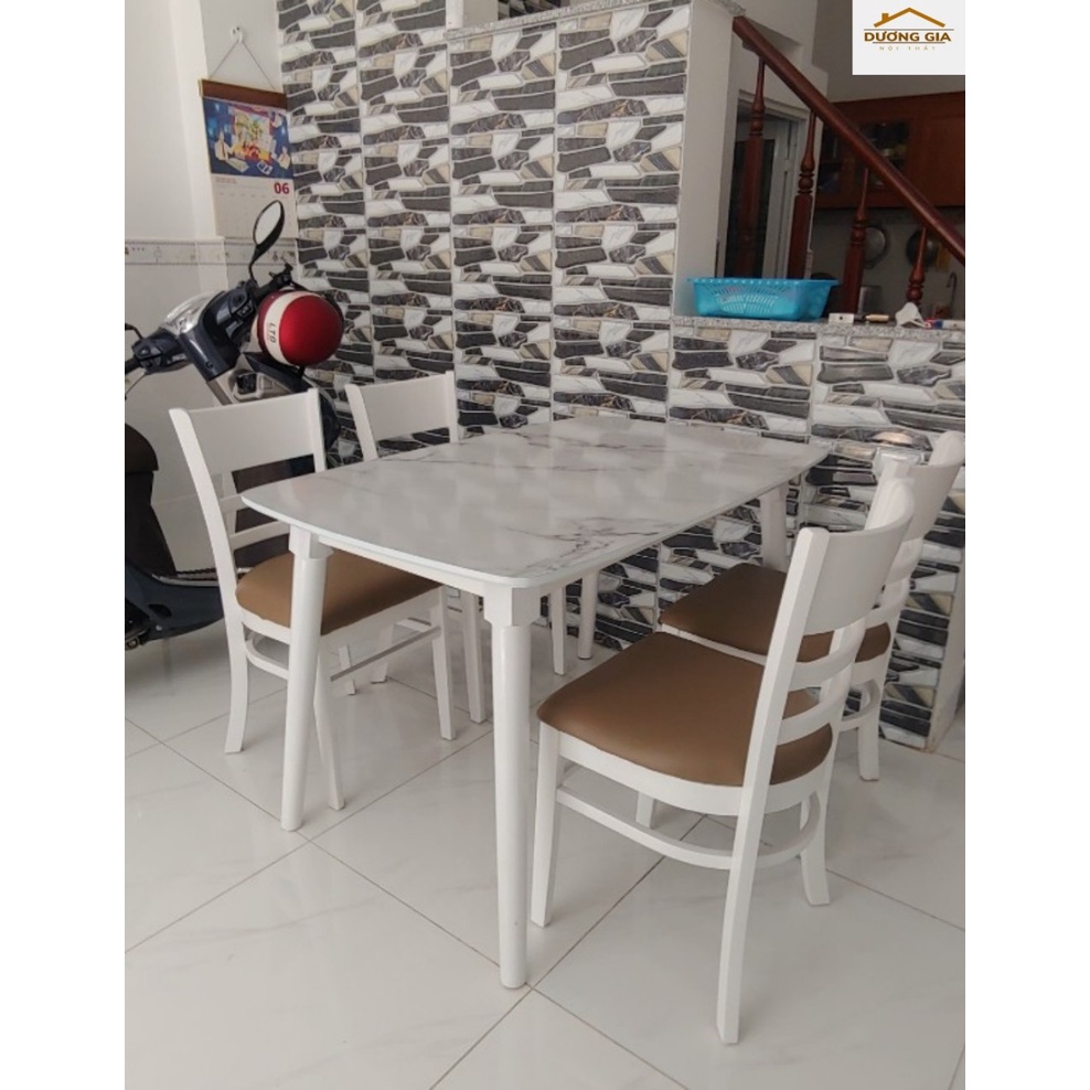 Bộ bàn ăn gia đình, phủ nhựa giả đá sang trọng, hàng loại 1