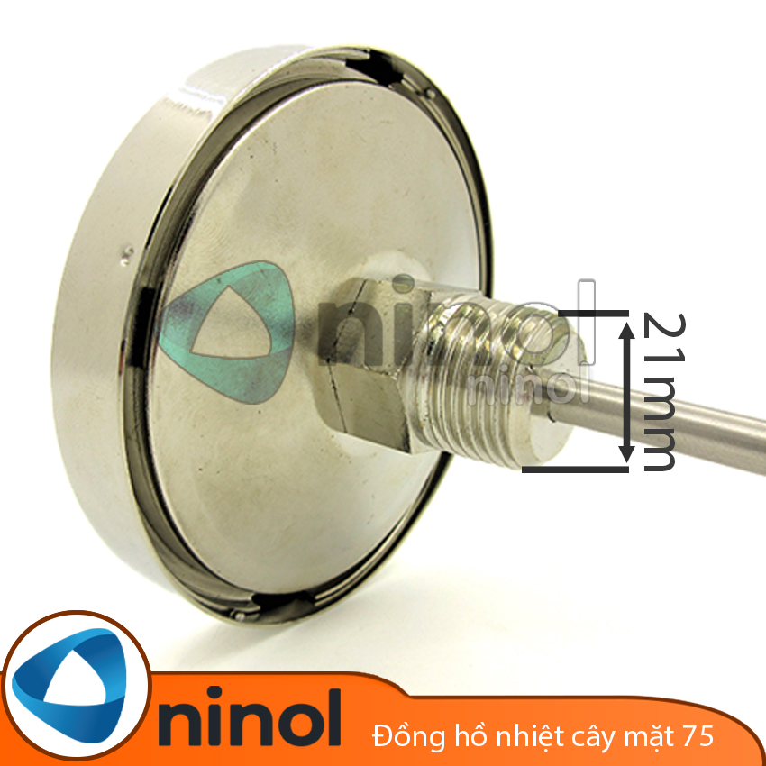 Đồng hồ đo nhiệt độ inox chân sau mặt 75