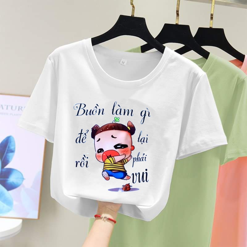 áo thun tay lỡ in hình buồn làm gì rồi lại phải vui