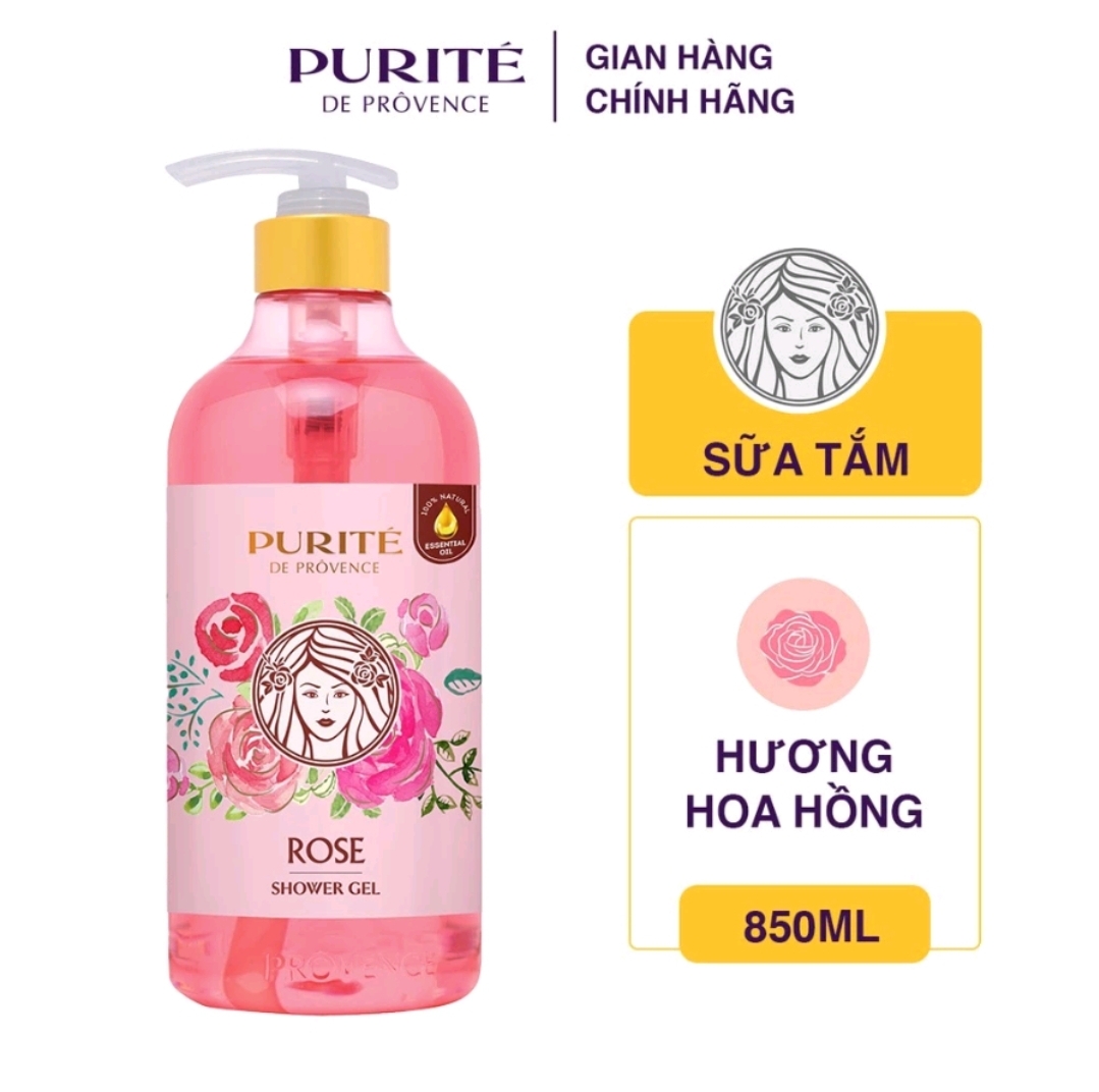 Sữa tắm thiên nhiên purite hoa anh đào/ hoa hồng 850ml