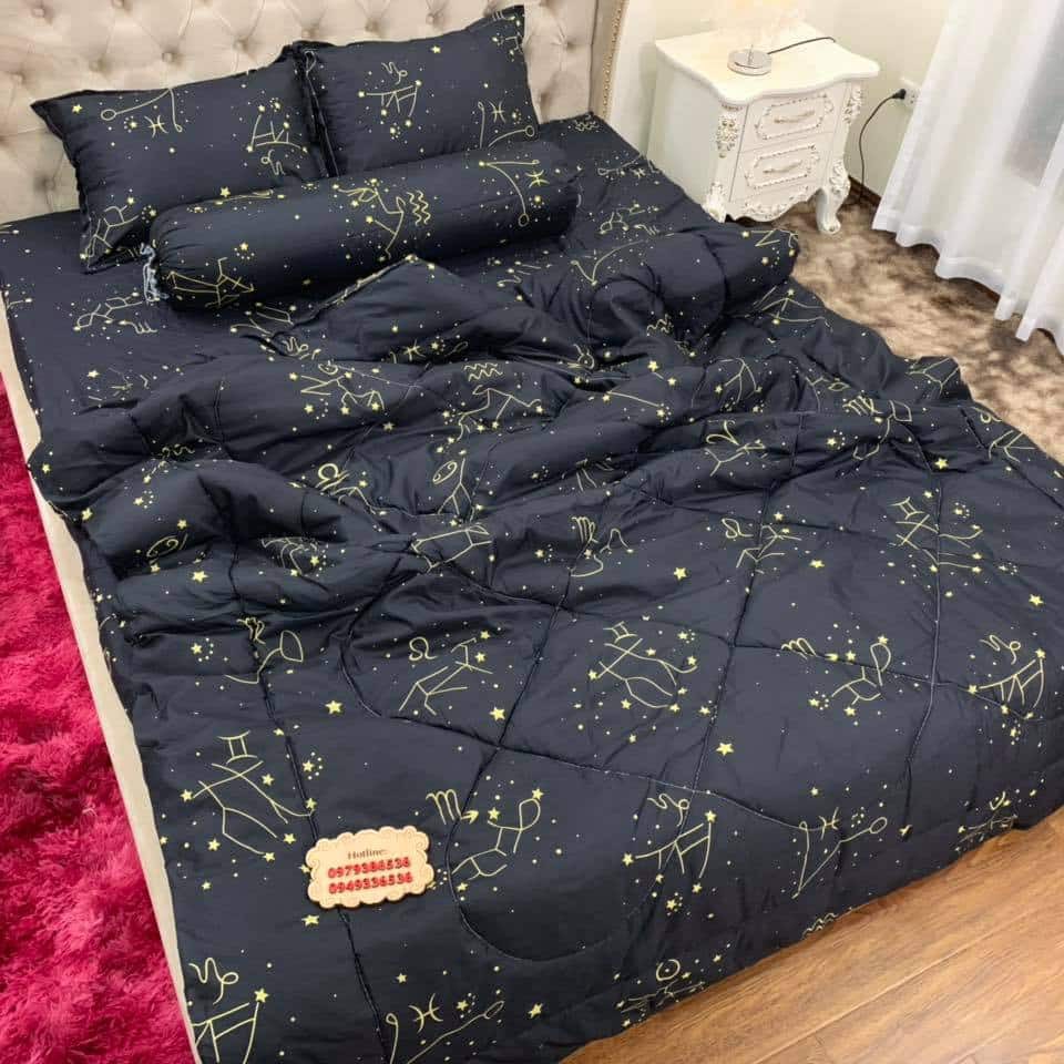 Bộ Ga Chun + 2 Vỏ Gối Nằm chất Cotton Poly Tổng Hợp