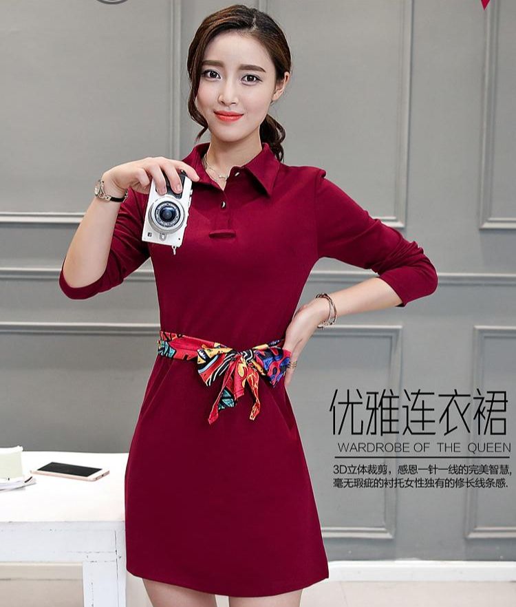 ĐẦM SUÔNG KÈM KHĂN CHOÀN CỔ CÁCH ĐIỆU - BEYEU1688 - BY1072A