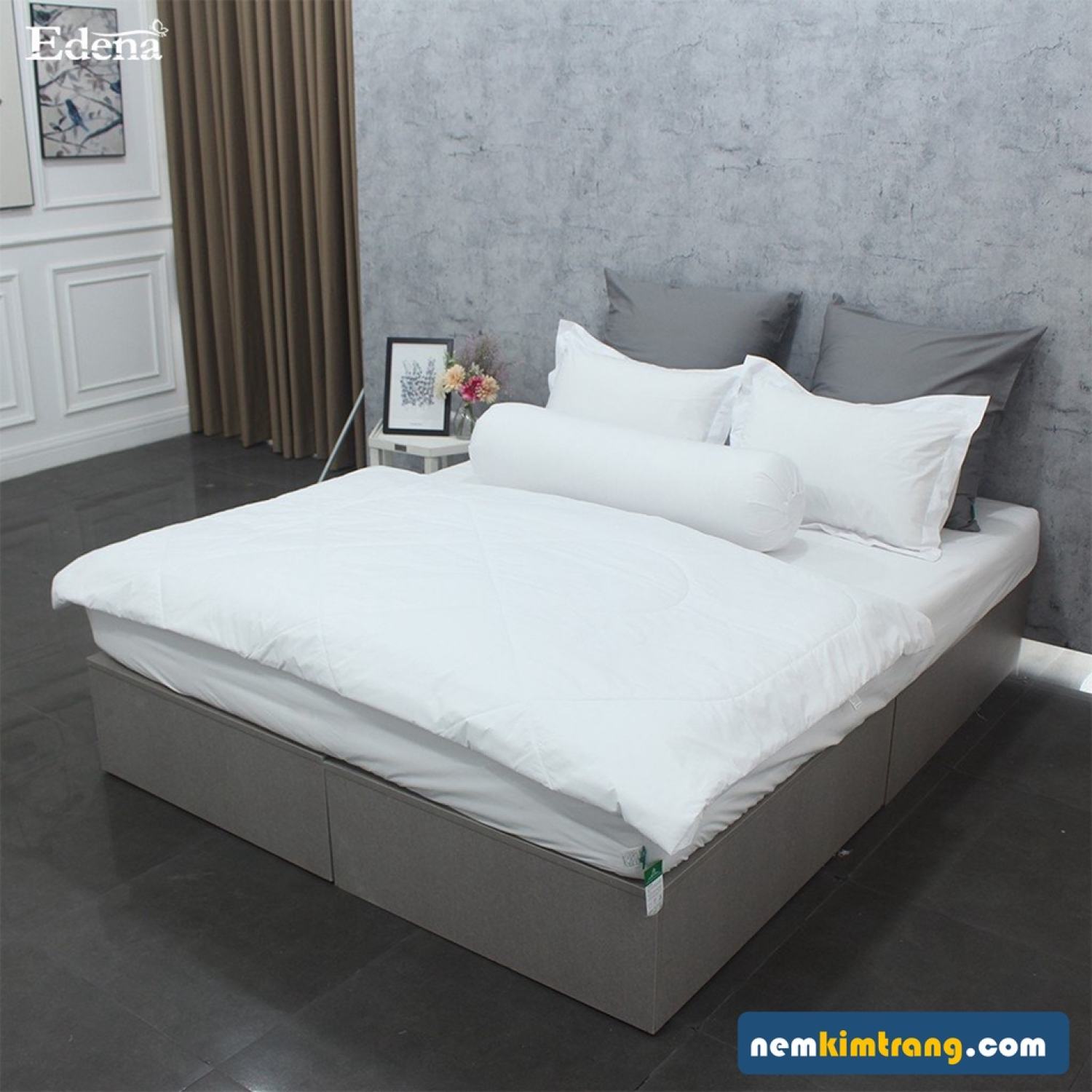 BỘ Ga (Drap) Bọc Mỏng Basic Cotton Màu Trắng Edena - CHÍNH HÃNG, CAO CẤP