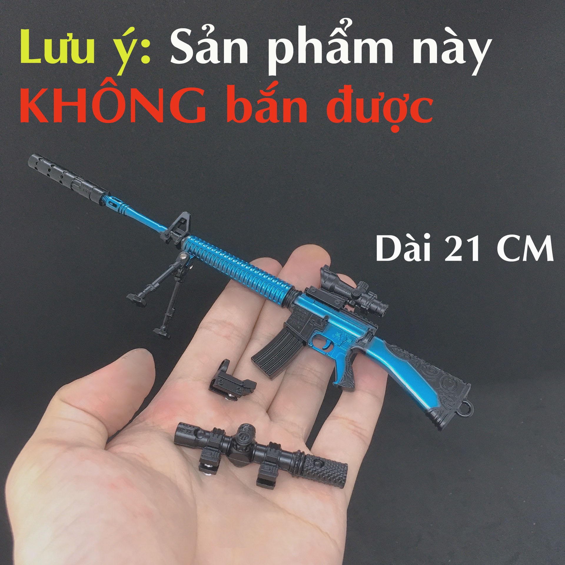 Mô Hình M16A4 Blue 3 Scope Dài 21 CM Trong PUBG