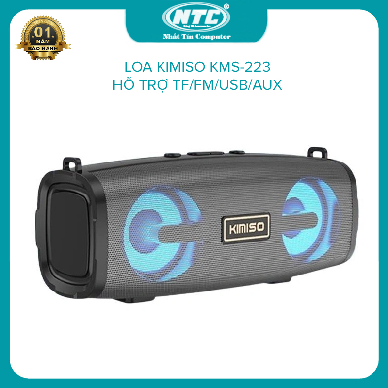 [TẶNG 10 BAO LÌ XÌ] Loa bluetooth KIMISO KMS-223 stereo hỗ trợ nghe USB, thẻ nhớ, đài FM, cổng AUX, loa mimi bass mạnh có đèn led (nhiều màu) - Nhất Tín Computer