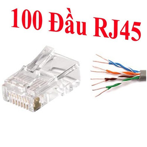 Combo 100 hạt mạng, đầu bấm mạng rj45 - vỏ nhựa