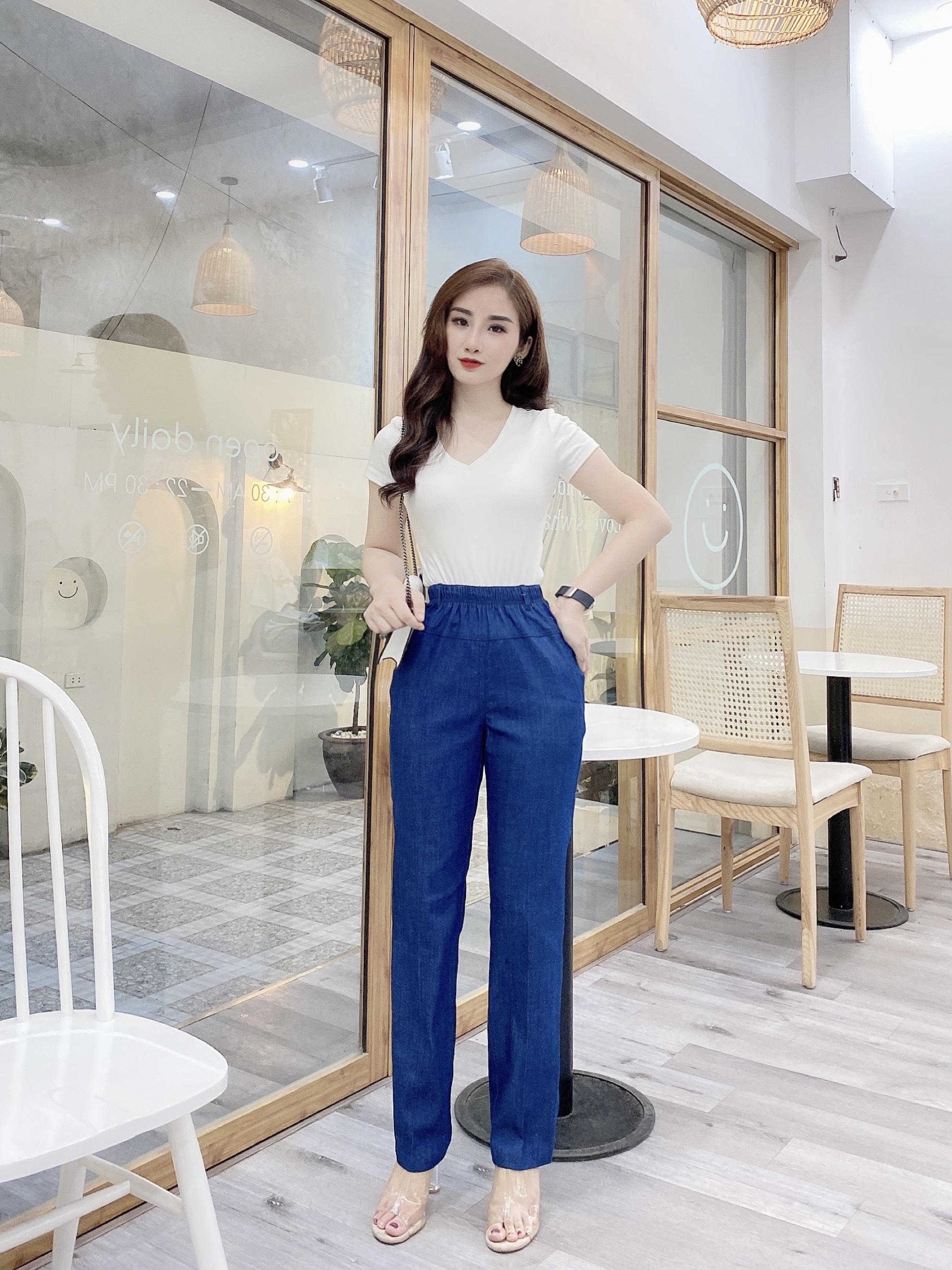 Quần Jean lửng nữ cạp chun